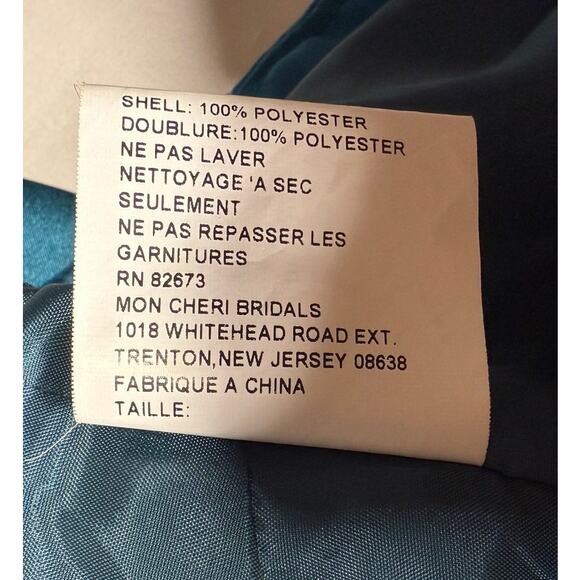 Montage by Mon Cheri Teal Satin Beaded Bolero Jacket Size 18W - Picture 8 of 11